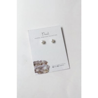 Cream White Freshwater Pearl Stud earring with pure silver hardwear - Zinyu's Craft Design